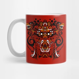 crimson immortal tribal beasts in ecopop pattern Mug